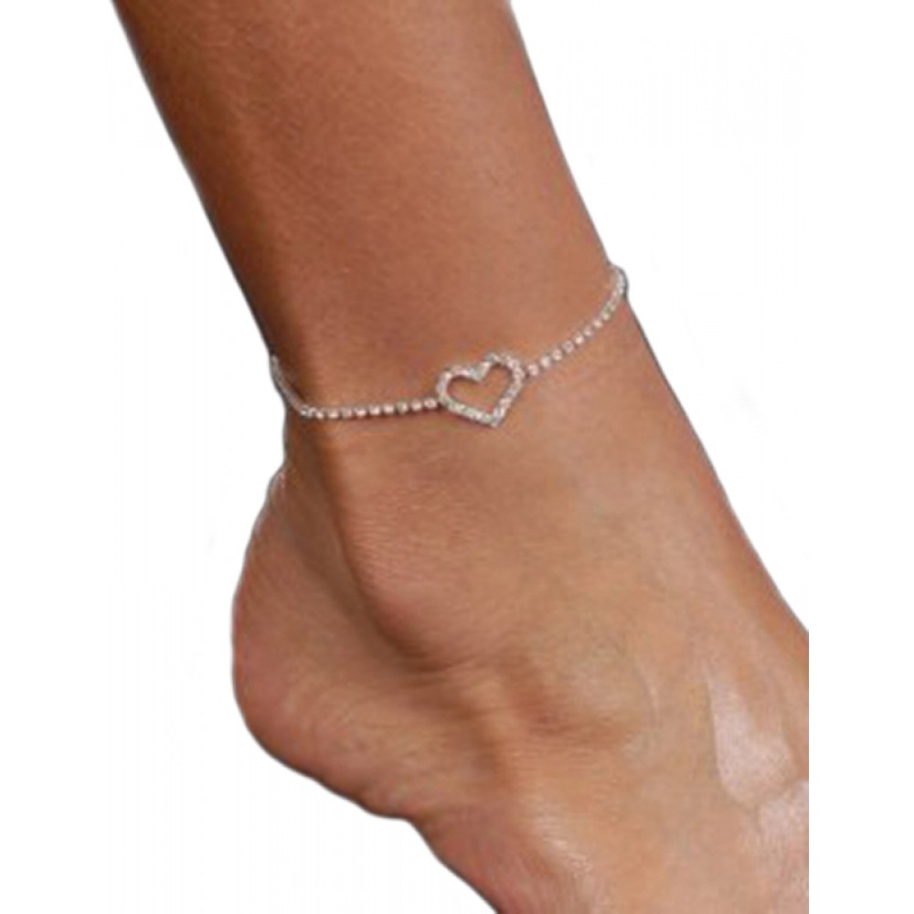 Rhinestone Heart Ankle Bracelet