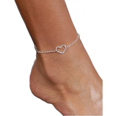 Rhinestone Heart Ankle Bracelet