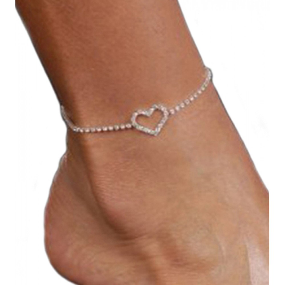 Rhinestone Heart Ankle Bracelet