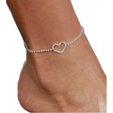 Rhinestone Heart Ankle Bracelet