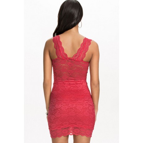 Fierce Sexy Red Cups Lace Night Club Party Dress