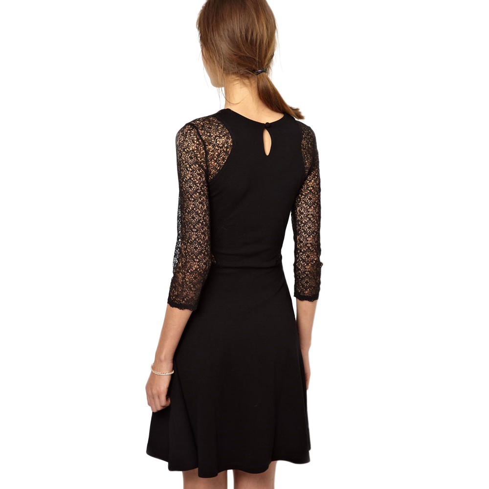 Vienna Lace Mini Black Dress