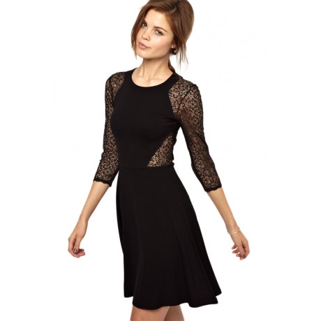 Vienna Lace Mini Black Dress