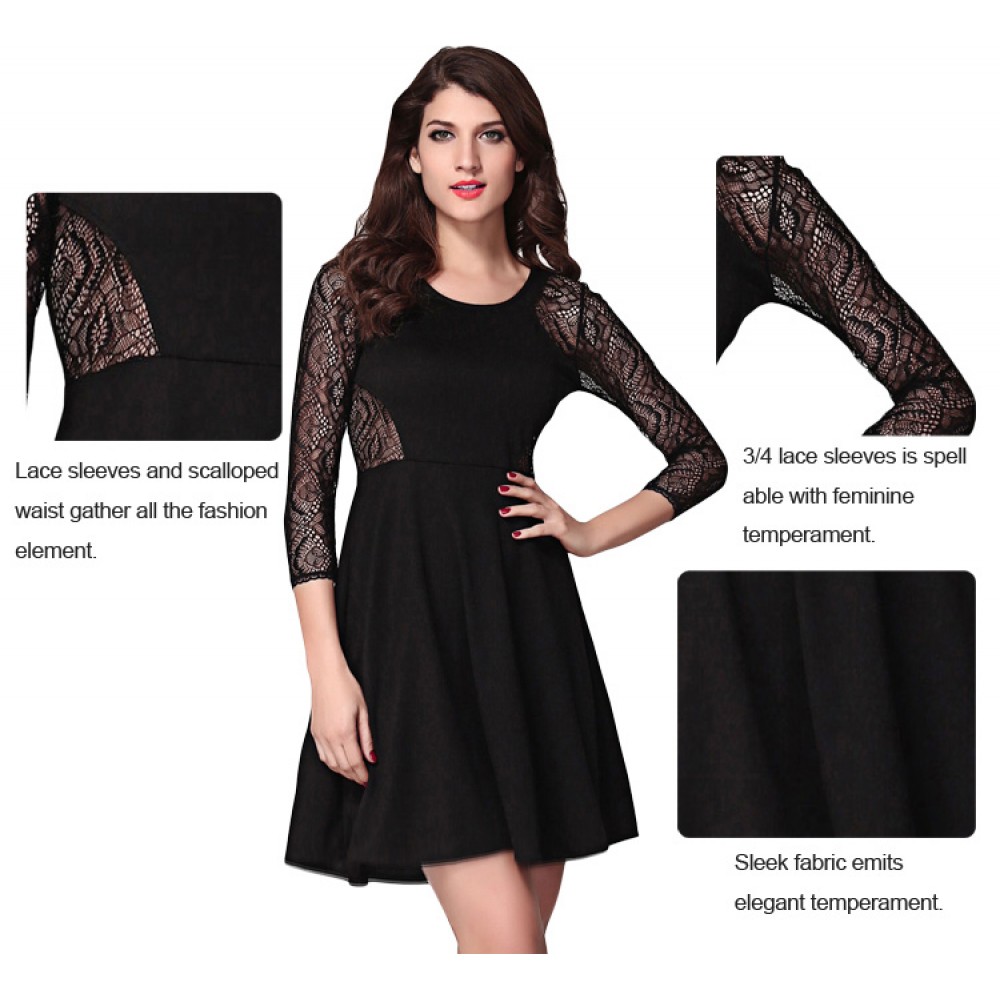 Vienna Lace Mini Black Dress