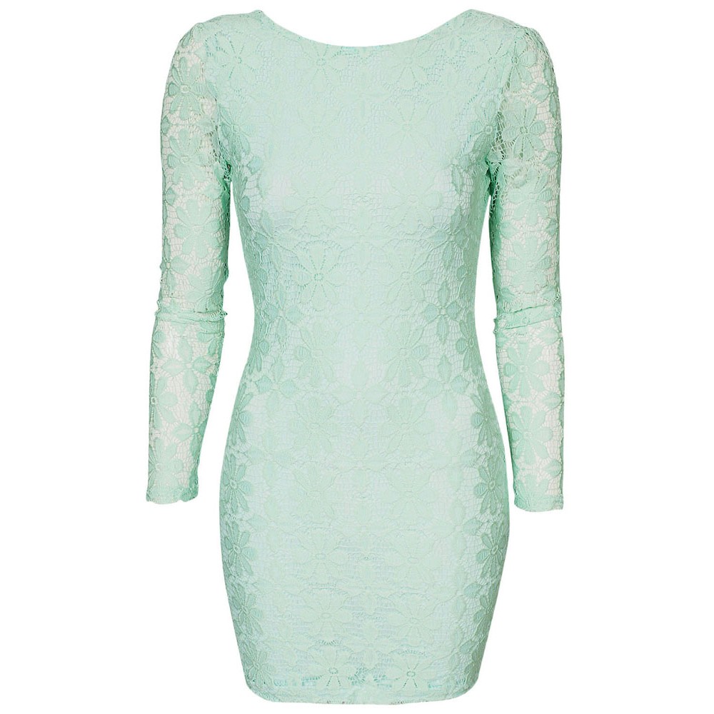 Cyan Backless Lace Mini Dress