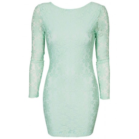 Cyan Backless Lace Mini Dress