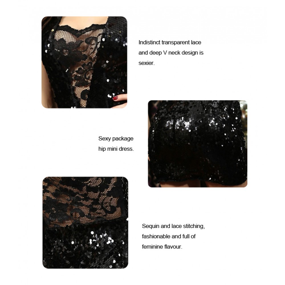 Glistening Sparkling Mini Dress Black