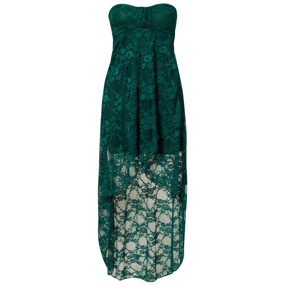Bandeau Lace Evening Dress Green