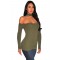 Green Off Shoulder Long Sleeve Top