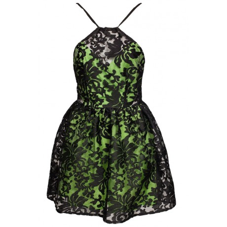 Green Lace Organza Mini Dress