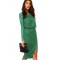 Green Lace Cowl Back Split Midi Dress