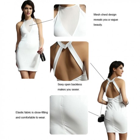 Cutout Halter Bodycon Dress White