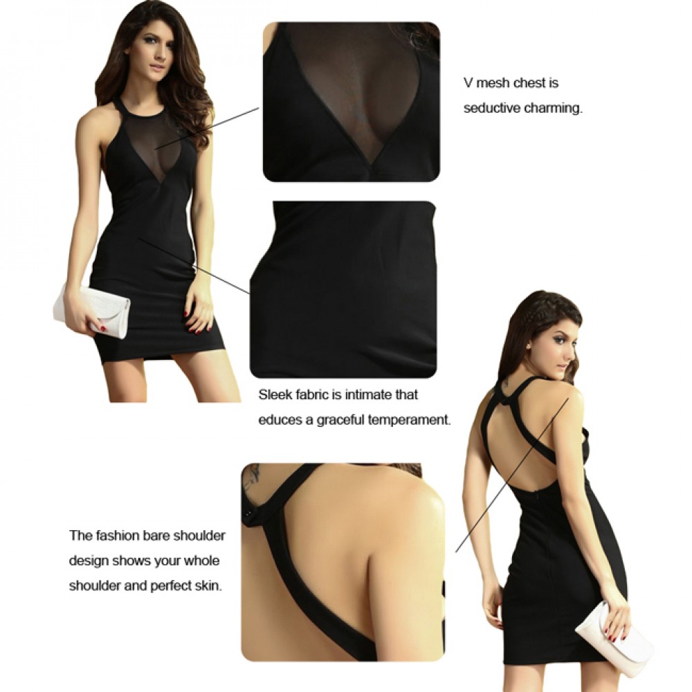 Around We Go Cutout Halter Bodycon Dress Black