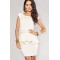 White Gold Trim Back Zipper Party Peplum Dress