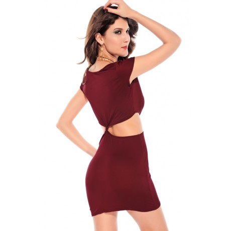 Kelly Cut out Sides Cap Sleeves Night Club Mini Dress Red