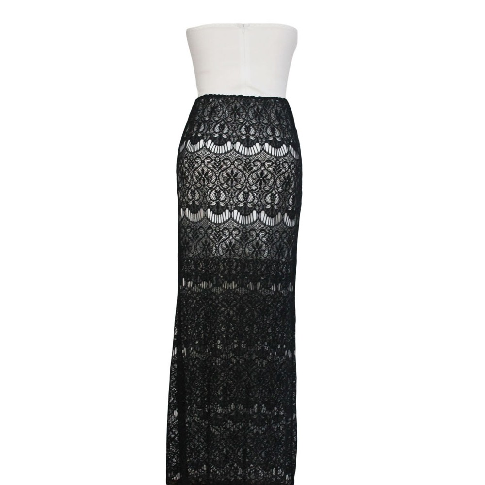 Lace Maxi Black Skirt White Bandeau Dress