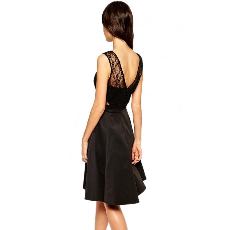 Lace Midi Skater Backless Dress