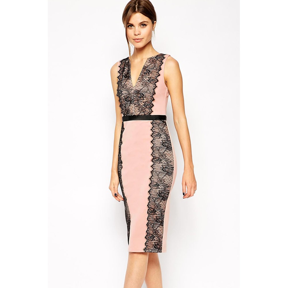 Lace Paneled Conscious Dress Pink