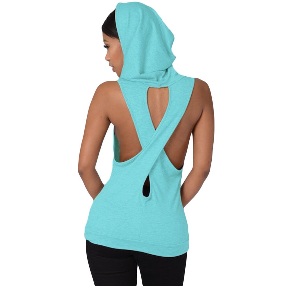 Light Blue Hooded Cross Casual Top