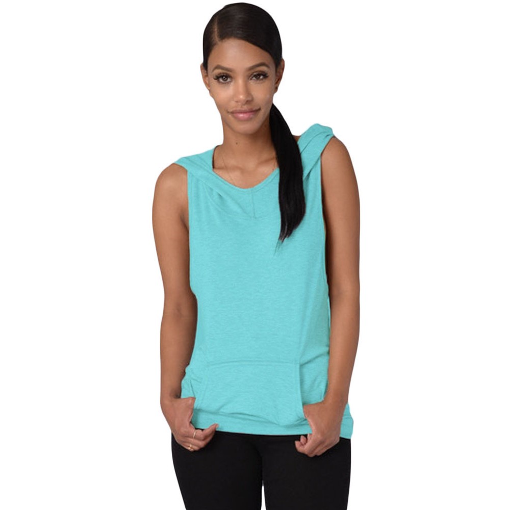 Light Blue Hooded Cross Casual Top