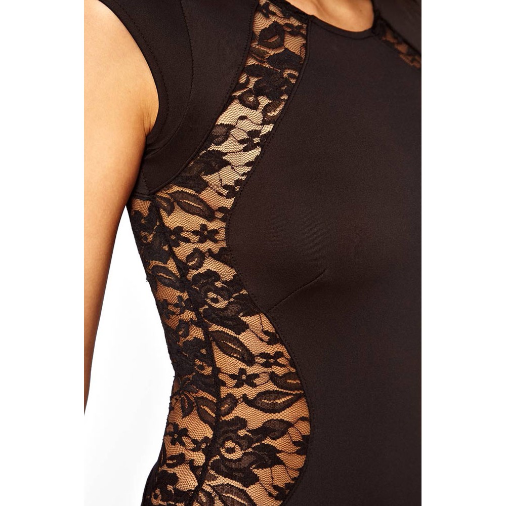 Lace Back Fishtail Details Maxi Dress