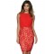 Chiffon Lace Draped Red Mini Dress