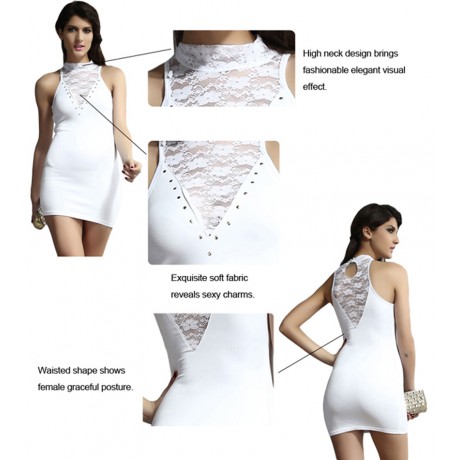 Lace Detail Bodycon Dress White