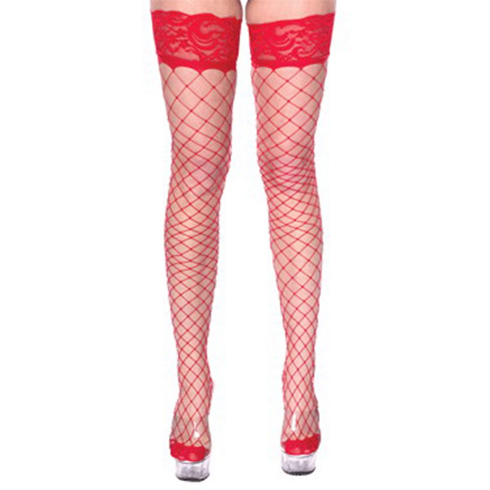Exotic Floral Net Stockings Red