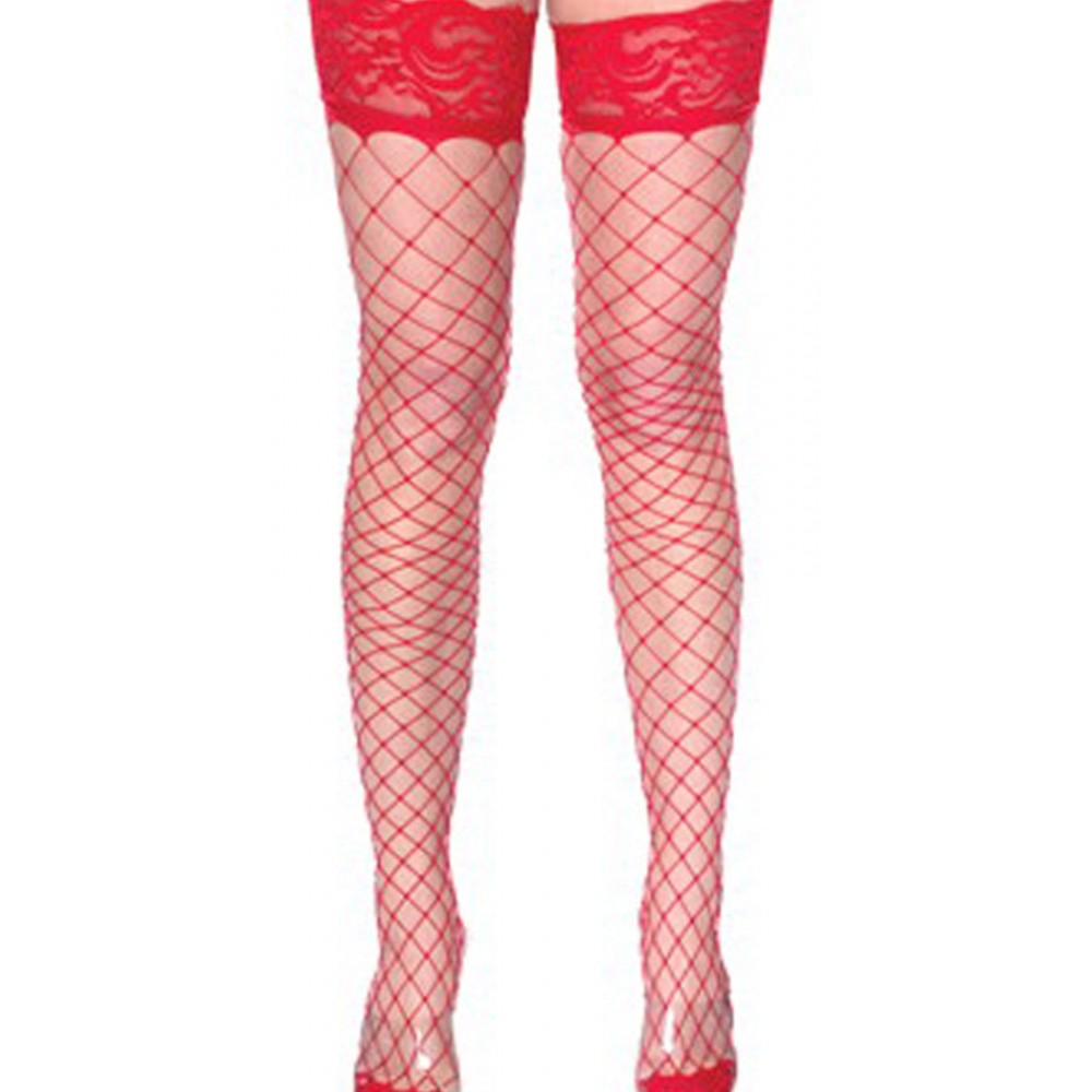 Exotic Floral Net Stockings Red