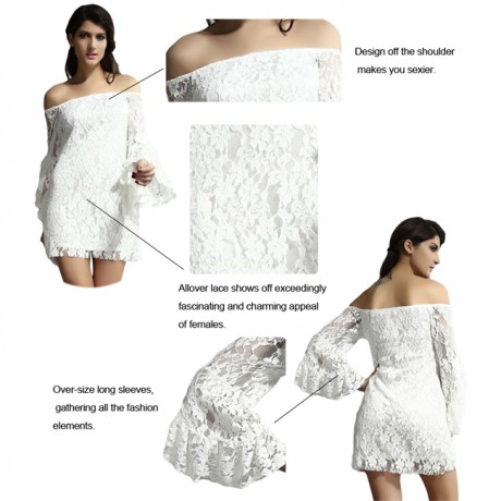 White Lace Off Shoulder Mini Dress