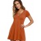 Orange Casual Lace up Swing Mini Dress