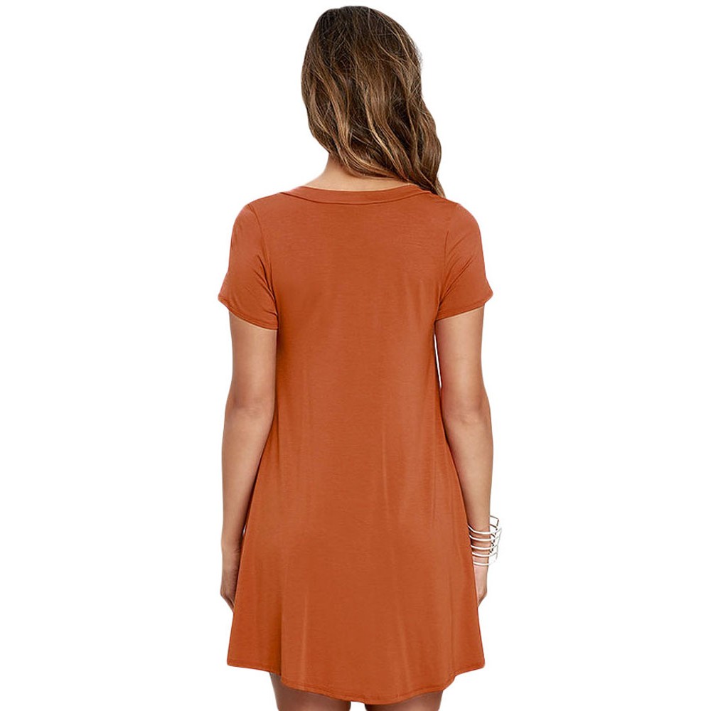 Orange Casual Lace up Swing Mini Dress