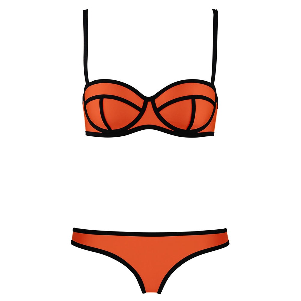 Ribbon Textured Swimwear Orange