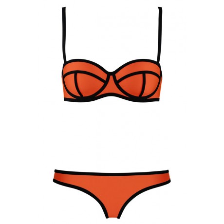 Ribbon Textured Swimwear Orange