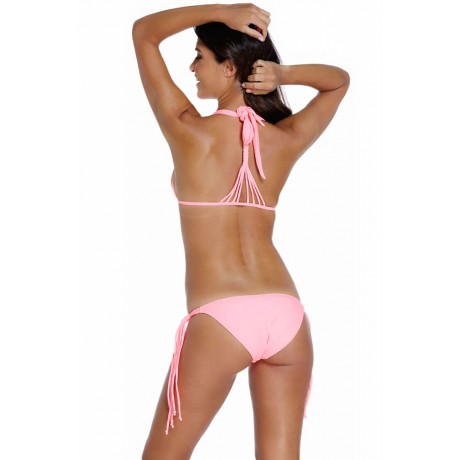 Pink Multi-tie Design Strappy Swimsuit