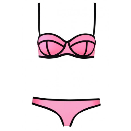 Ribbon Textured Swimwear Pink