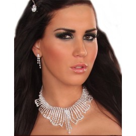 Rhinestones Necklace Earrings Set