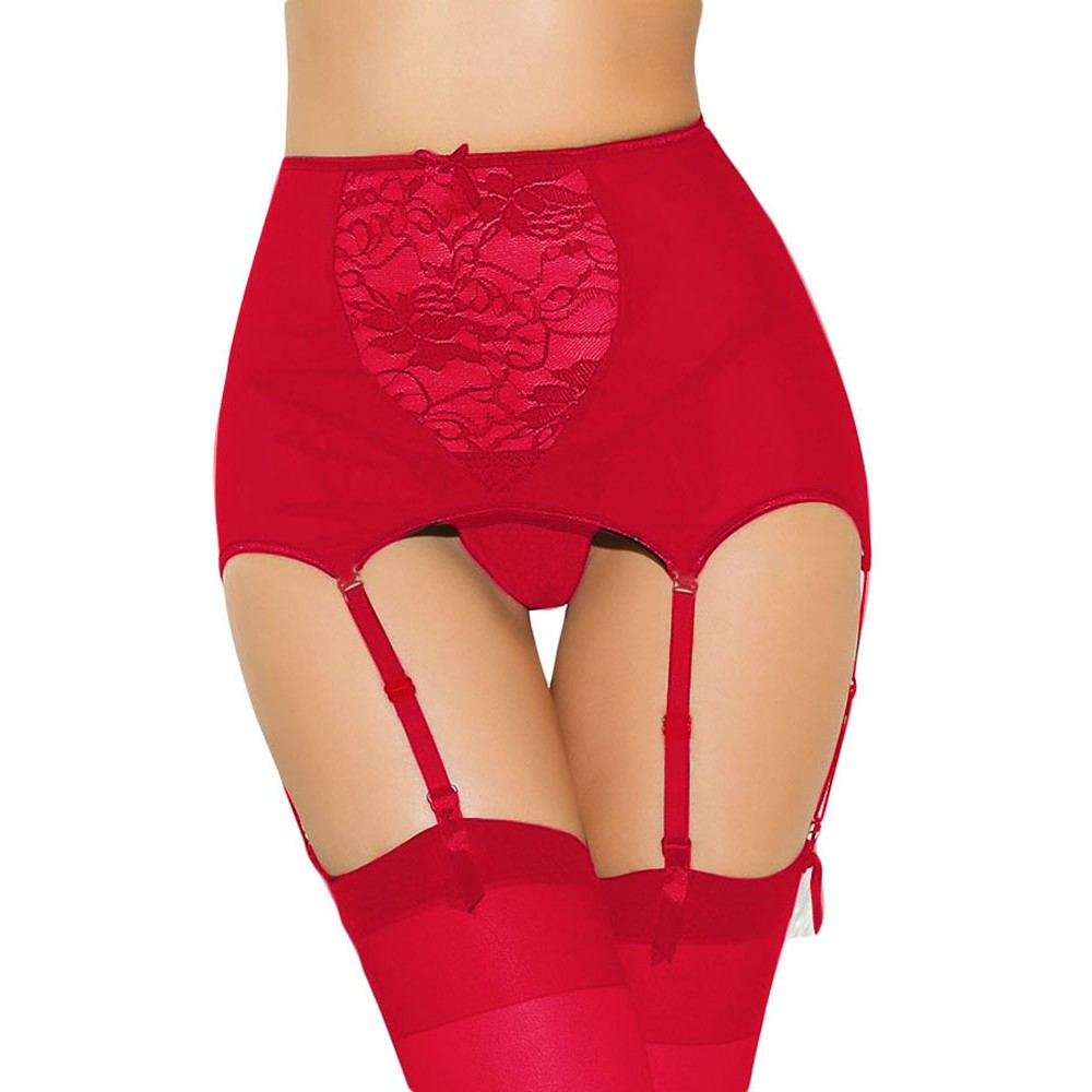 Lace Hollow Out Red Garter Belt