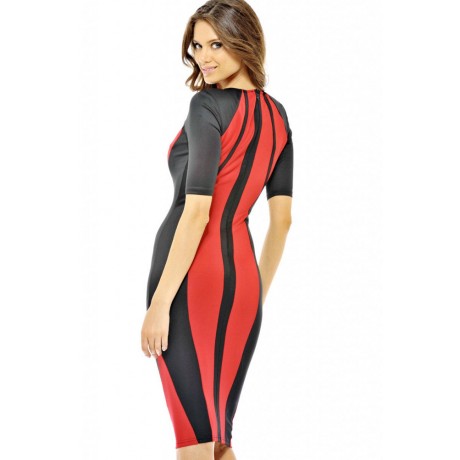 Red Body Shaping block Midi Dress