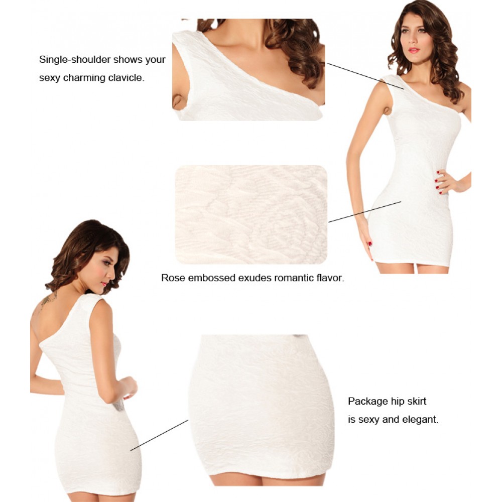 Rose Pattern Mini Dress White