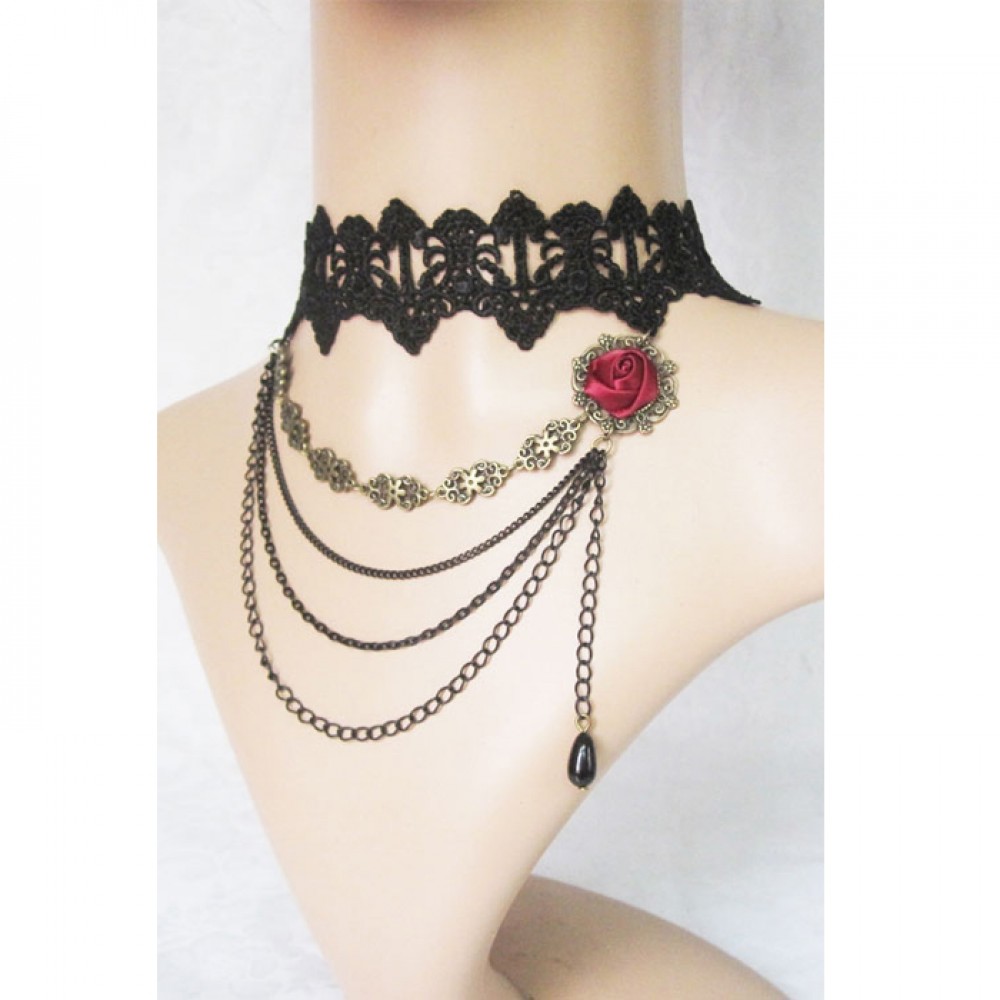 Rose Chain Lace Necklace 
