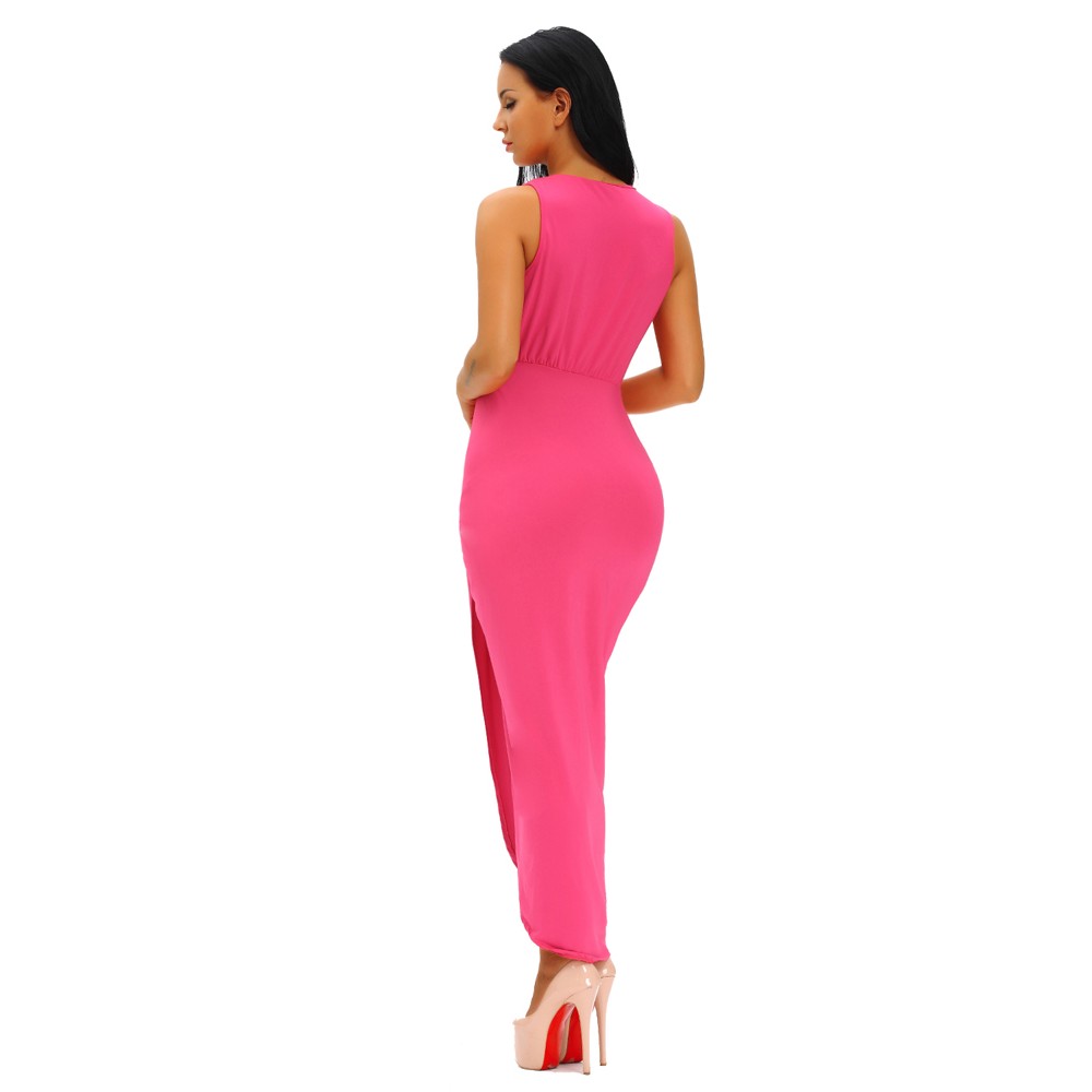 Rosy Draped Solid Maxi Dress