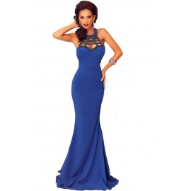 Royal Blue Elegant Mermaid Sleeveless Prom Evening Dress