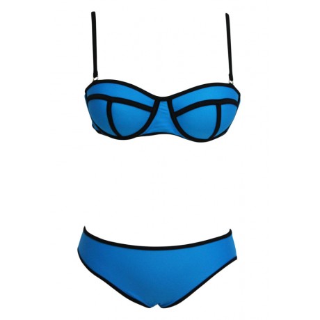 Ribbon Textured Swimwear Royal Blue