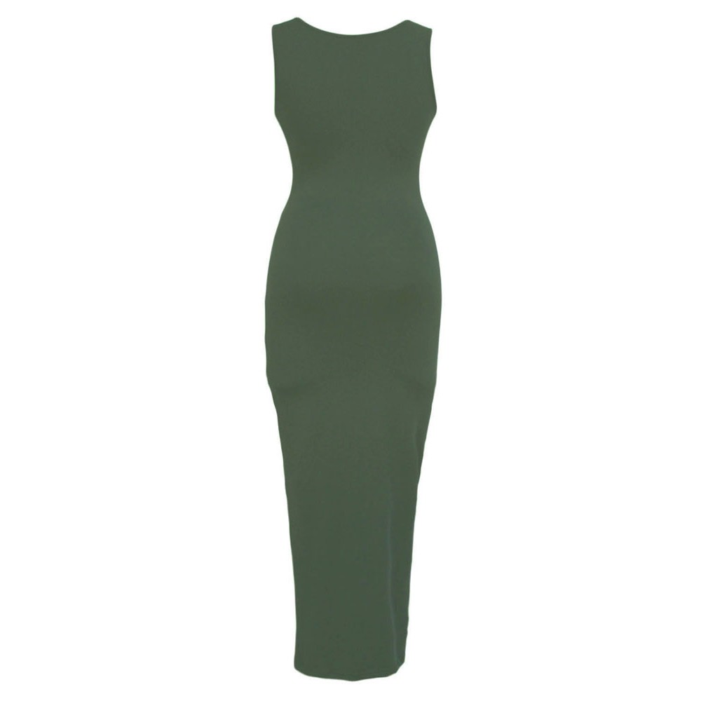 Sandy Scoop Neck Solid Green Maxi