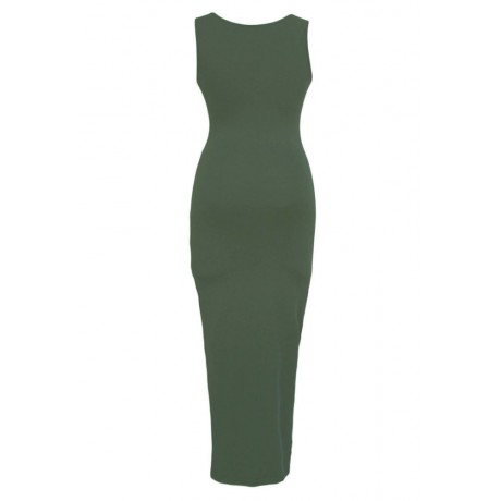 Sandy Scoop Neck Solid Green Maxi