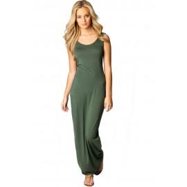 Sandy Scoop Neck Solid Green Maxi