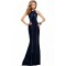 Sequin Trim Blue Jersey Patchwork Gown