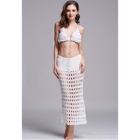 Sexy Beach White Crochet Hand Made Bikini Cover up