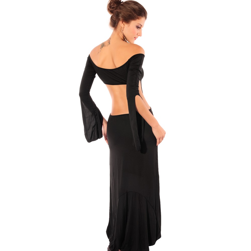 Slinky Cocktail Club Cut Out Back Long Dress Black